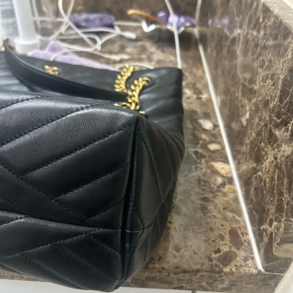 Black Quilted Handbag with Gold Chain by Tory Burch NWOT